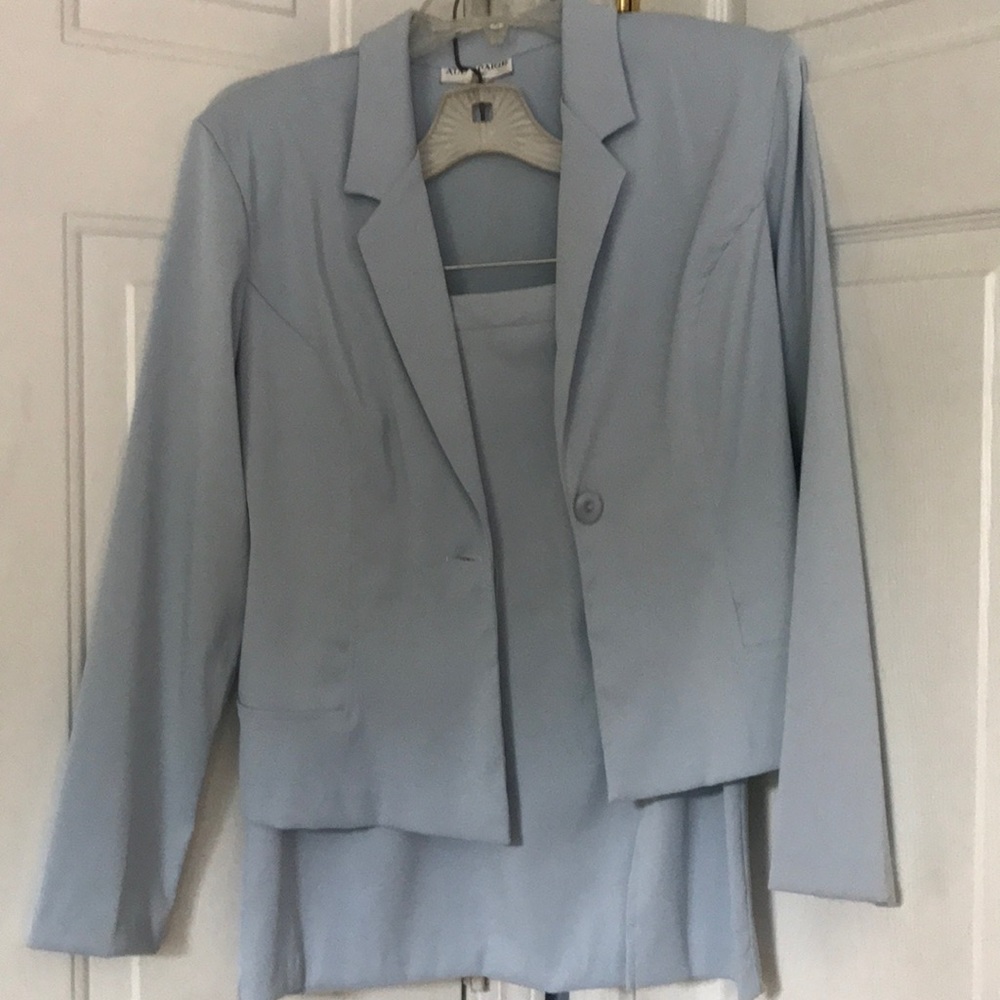 2 piece Dusty Blue Blazer & matching skirt